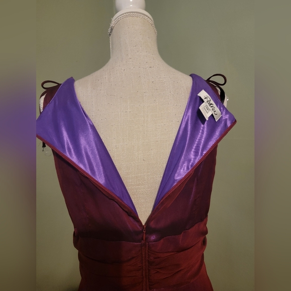 Iridescent Purple Maroon Patra Dress Size 12 V Neck Full Skirt Formal m67 - Picture 10 of 10